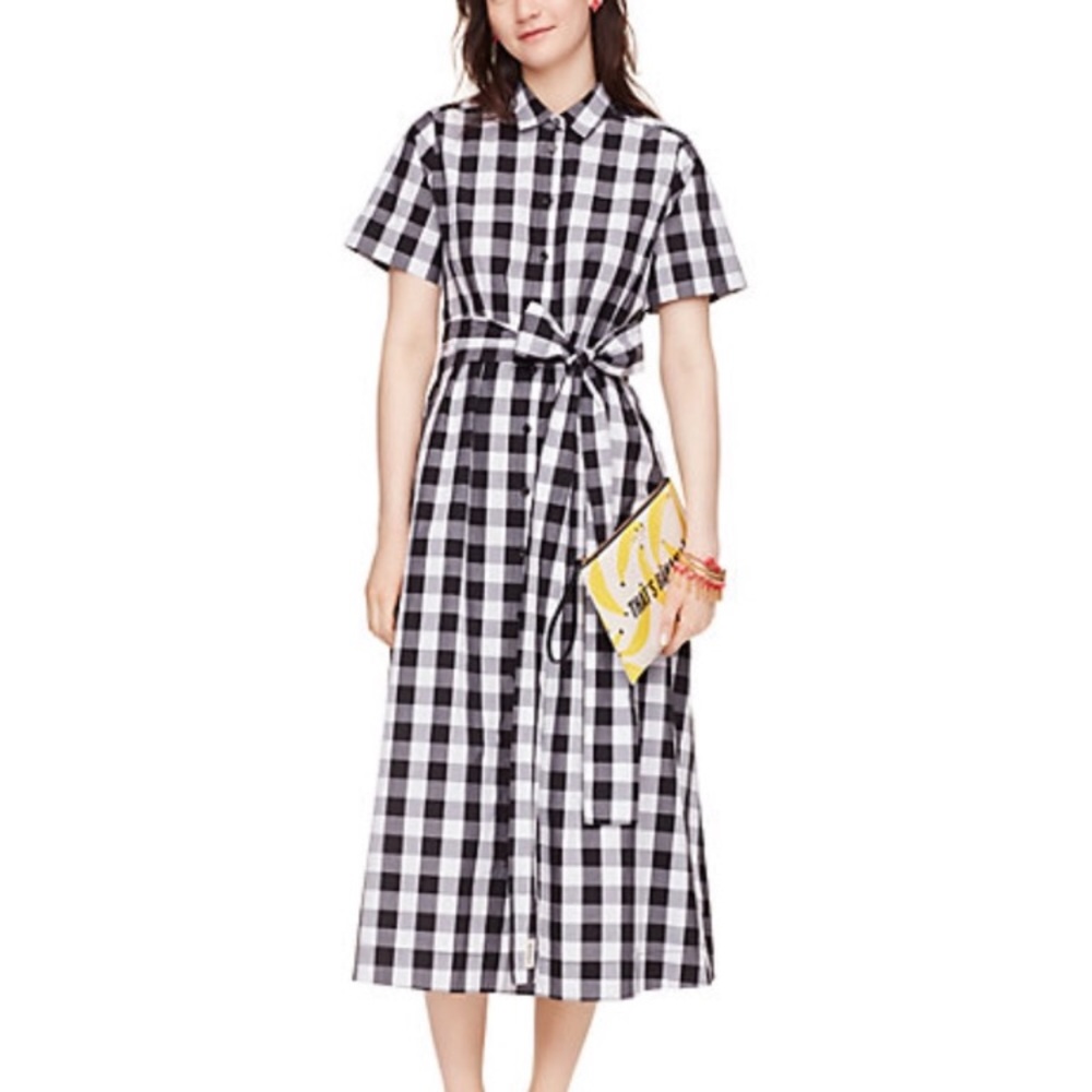 Kate Spade Black & White plaid buttondown dress xs